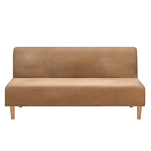 ABZDUNG Bezug for Schlafsofa ohne Armlehnen: Weicher und hochdehnbarer Bezug for Schlafsofa ohne Armlehnen aus Samt, Schutzhülle for 2-3-Sitzer-Klappschlafsofa (Gelb gepunktet)(Camel) von ABZDUNG