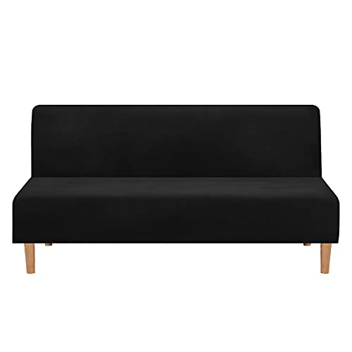 ABZDUNG Bezug for Schlafsofa ohne Armlehnen: Weicher und hochdehnbarer Bezug for Schlafsofa ohne Armlehnen aus Samt, Schutzhülle for 2-3-Sitzer-Klappschlafsofa (Gelb gepunktet)(Noir) von ABZDUNG