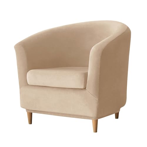 ABZDUNG Chesterfield 1-Sitzer Samt-Sessel-Schonbezüge 2-teilig Stretch Tullsta Club Cocktail-Sessel-Bezug Dunkelgrau(Beige Scuro) von ABZDUNG