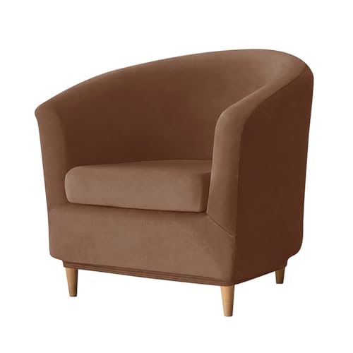 ABZDUNG Chesterfield 1-Sitzer Samt-Sessel-Schonbezüge 2-teilig Stretch Tullsta Club Cocktail-Sessel-Bezug Dunkelgrau(Marrone Scuro) von ABZDUNG