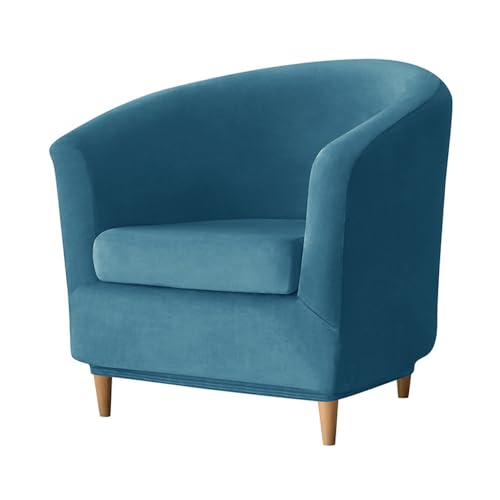 ABZDUNG Chesterfield 1-Sitzer Samt-Sessel-Schonbezüge 2-teilig Stretch Tullsta Club Cocktail-Sessel-Bezug Dunkelgrau(Peacock Blue) von ABZDUNG