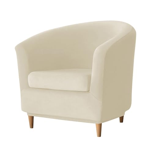 ABZDUNG Chesterfield 1-Sitzer Samt-Sessel-Schonbezüge 2-teilig Stretch Tullsta Club Cocktail-Sessel-Bezug Dunkelgrau(Riso Beige) von ABZDUNG