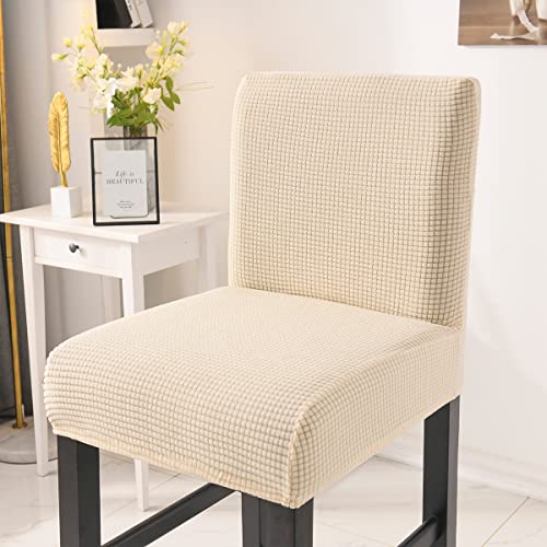 ABZDUNG Hockerbezüge Stuhlbezüge Bezüge for Esszimmerstühle mit niedriger Rückenlehne Stretch-Barstuhlbezüge(Beige,6 Pezzi) von ABZDUNG