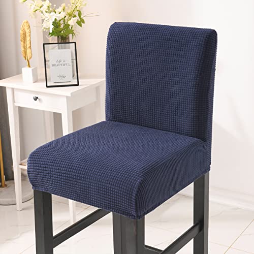 ABZDUNG Hockerbezüge Stuhlbezüge Bezüge for Esszimmerstühle mit niedriger Rückenlehne Stretch-Barstuhlbezüge(Blu Scuro,4 Pezzi) von ABZDUNG
