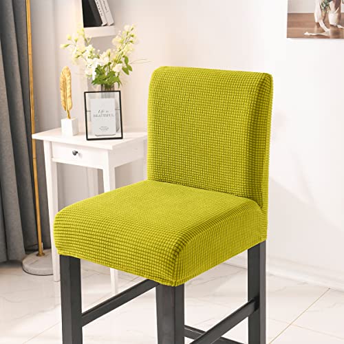 ABZDUNG Hockerbezüge Stuhlbezüge Bezüge for Esszimmerstühle mit niedriger Rückenlehne Stretch-Barstuhlbezüge(Giallo Verde,2 Pezzi) von ABZDUNG