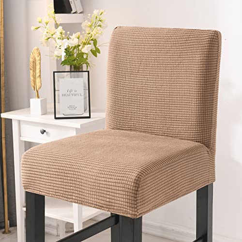 ABZDUNG Hockerbezüge Stuhlbezüge Bezüge for Esszimmerstühle mit niedriger Rückenlehne Stretch-Barstuhlbezüge(Marrone Chiaro,6 Pezzi) von ABZDUNG