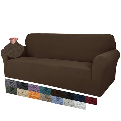 ABZDUNG Kreative Jacquard-Stuhlbezüge for das Wohnzimmer, 1 Stück, super dehnbarer, Rutschfester Stuhlbezug mit Hunde-Armlehne, Sofa-Couch-Schonbezug(Caffè Scuro,4 posti) von ABZDUNG
