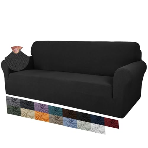 ABZDUNG Kreative Jacquard-Stuhlbezüge for das Wohnzimmer, 1 Stück, super dehnbarer, Rutschfester Stuhlbezug mit Hunde-Armlehne, Sofa-Couch-Schonbezug(Nero,4 posti) von ABZDUNG