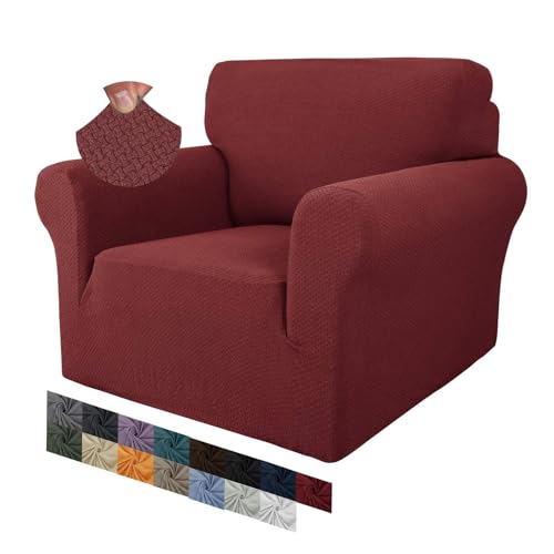 ABZDUNG Kreative Jacquard-Stuhlbezüge for das Wohnzimmer, 1 Stück, super dehnbarer, Rutschfester Stuhlbezug mit Hunde-Armlehne, Sofa-Couch-Schonbezug(Rosso,1 posti) von ABZDUNG