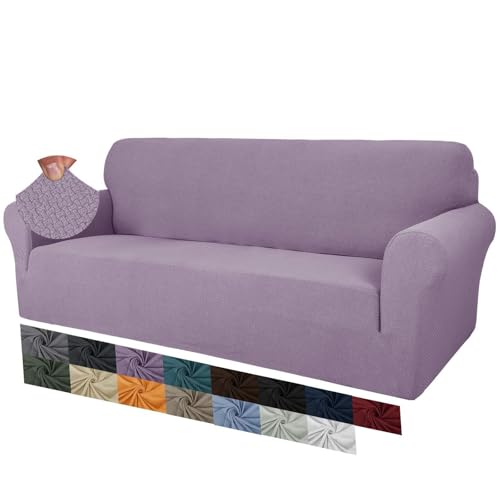 ABZDUNG Kreative Jacquard-Stuhlbezüge for das Wohnzimmer, 1 Stück, super dehnbarer, Rutschfester Stuhlbezug mit Hunde-Armlehne, Sofa-Couch-Schonbezug(Viola Chiaro,3 posti) von ABZDUNG