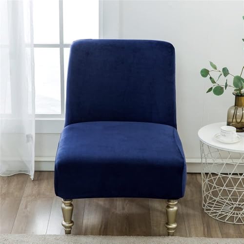 ABZDUNG Luxury Velvet Armless Chair Slipcovers Accent Chair Covers, Stretch Removable Washable Slipper Chair Cover Modern Furniture Protector for Dining Living Room Hotel Bedroom(Navy Blue) von ABZDUNG