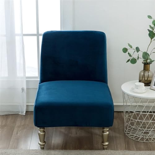 ABZDUNG Luxury Velvet Armless Chair Slipcovers Accent Chair Covers, Stretch Removable Washable Slipper Chair Cover Modern Furniture Protector for Dining Living Room Hotel Bedroom(Peacock Blue) von ABZDUNG