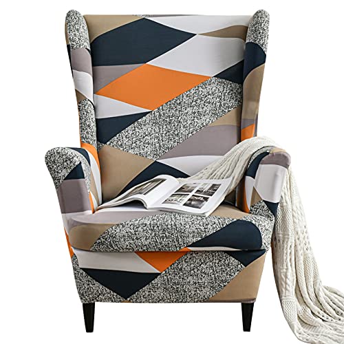 ABZDUNG Ohrensessel-Bezüge – Superweicher Stretch-Ohrensessel-Schonbezug, Ohrensessel-Bezug, 2-teiliges Set, Sesselbezüge, Möbelschutz for Wohnzimmer, Schlafzimmer, Hotel(Magic Cube) von ABZDUNG