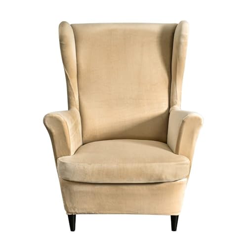 ABZDUNG Ohrensessel-Schonbezüge, Dicke Ohrensessel-Schonbezüge mit Armlehnen, Ohrensessel-Schonbezüge, 2-teilig, Ohrensessel-Schonbezüge, Stretch(Beige) von ABZDUNG