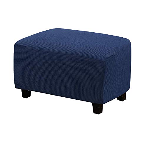 ABZDUNG Rechteckiger Pouf-Bezug, Fußhocker-Bezug, Hocker-Bezug, Pouf-Bezug, rechteckiger Fußhocker-Bezug(Blu Navy,Large) von ABZDUNG
