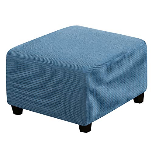 ABZDUNG Rechteckiger Pouf-Bezug, Fußhocker-Bezug, Hocker-Bezug, Pouf-Bezug, rechteckiger Fußhocker-Bezug(Blu Polveroso,Quadrati) von ABZDUNG