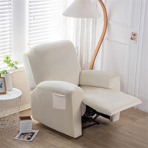 ABZDUNG Relaxsesselbezug, Samt-Relaxsesselbezüge for Sessel mit Taschen, 4-teilige Stretch-Relaxsessel-Sofabezüge, rutschfeste Sesselbezüge, Sofa-Schonbezüge(Beige) von ABZDUNG