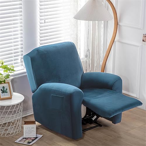 ABZDUNG Relaxsesselbezug, Samt-Relaxsesselbezüge for Sessel mit Taschen, 4-teilige Stretch-Relaxsessel-Sofabezüge, rutschfeste Sesselbezüge, Sofa-Schonbezüge(Teal) von ABZDUNG