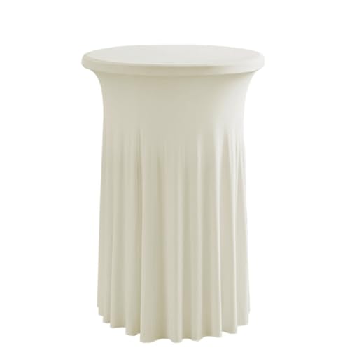 ABZDUNG Runde Cocktail-Tischdecken, Spandex-Cocktail-Tischdecke, Cocktail-Tischdecke, Bistro-Tischdecke, Hochzeitstischrock for Partys, Bars, Hochzeiten(Bianco Crema,80x110cm) von ABZDUNG