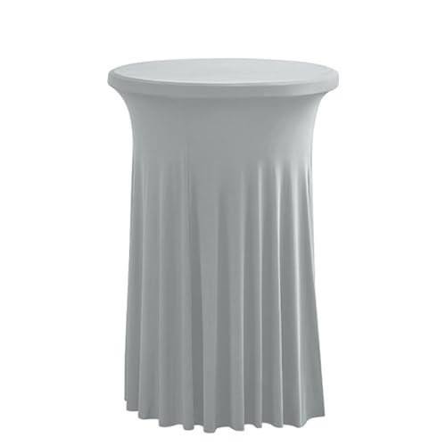 ABZDUNG Runde Cocktail-Tischdecken, Spandex-Cocktail-Tischdecke, Cocktail-Tischdecke, Bistro-Tischdecke, Hochzeitstischrock for Partys, Bars, Hochzeiten(Grigio Chiaro,60x110cm) von ABZDUNG