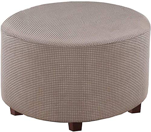 ABZDUNG Runder Ottomanenbezug, Runder Fußhockerbezug, Samt-Ottomanenbezug, Pouf-Fußhockerbezug, Stretch-Fußhockerbezug(Marrone Chiaro,XXL) von ABZDUNG