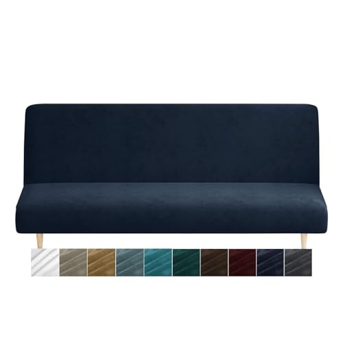 ABZDUNG Samt-Stuhlhussen for Sessel, 1 Topf, dick, dehnbar, for Sofa, Haustierfreundlich, for Wohnzimmer, Möbelschutz(Blu Pavone,Futon) von ABZDUNG