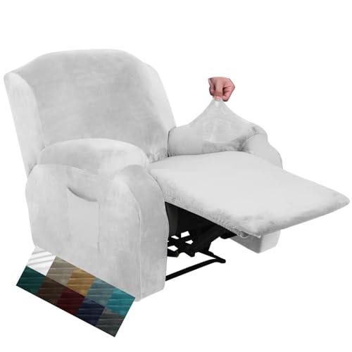 ABZDUNG Samt-Stuhlhussen for Sessel, 1 Topf, dick, dehnbar, for Sofa, Haustierfreundlich, for Wohnzimmer, Möbelschutz(Blu Polvere,Recliner) von ABZDUNG