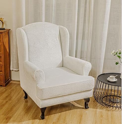ABZDUNG Sesselbezug aus Samt und Optik, Sesselbezug, Ohrensesselbezug, elastisch, for Sessel(Bianco) von ABZDUNG