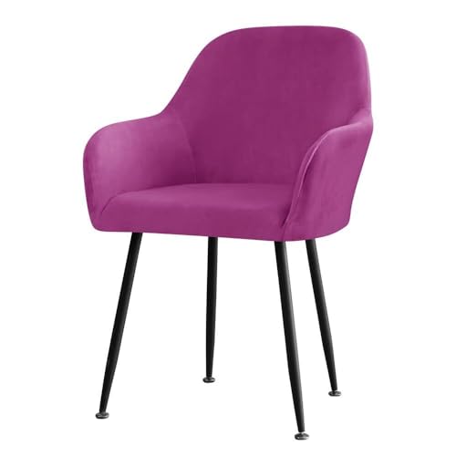 ABZDUNG Skandinavische Stuhlhussen, Samt-Esszimmerstuhlhussen 6er/4er/2er/1er-Set, Stretch-Esszimmerstuhlhussen mit Armlehne und Rückenlehne(Purple,2 pcs) von ABZDUNG