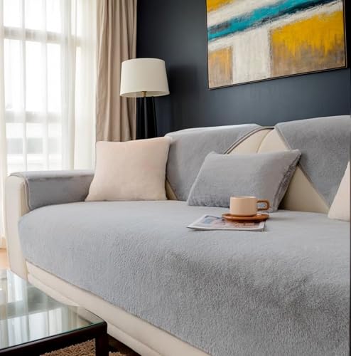 ABZDUNG Sofabezüge Waschbar, Weiche Samt-Sofakissenbezüge, Fuzzy-Couchbezüge for Haustiere, Hundecouchbezug, Rutschfester Sofabezug 2 3 4 Sitzer Hundesofabezug for Wohnzimmer(Gray,90 * 180cm) von ABZDUNG