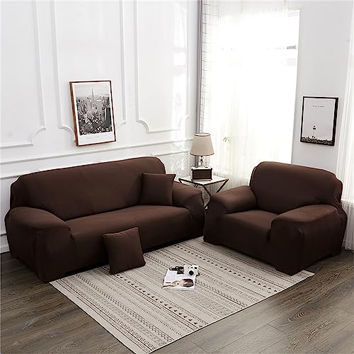 ABZDUNG Sofabezug 1/2/3/4 Sitzer, Stretch-Sofabezug mit Armlehnen, waschbarer Spandex-Anti-Rutsch-Sofabezug for Wohnzimmer, Kinder, Katzen, Hunde(Caffè,4 Posti) von ABZDUNG