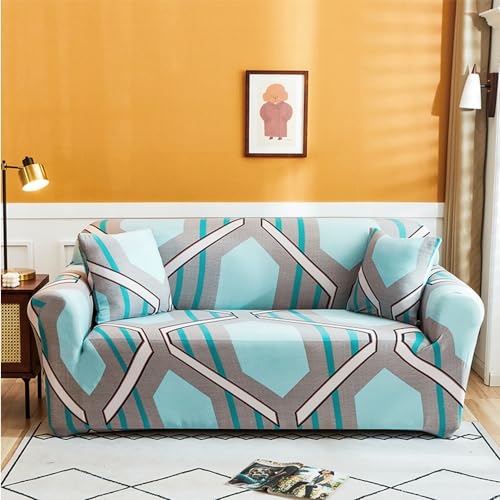 ABZDUNG Sofabezug 1 2 3 4 Sitzer, 3D-Geometrie-Stretch-Sofabezug, Sofabezug mit Armlehnen, superweicher Stoff, universeller Rutschfester Sofabezug(#9,4 posti) von ABZDUNG