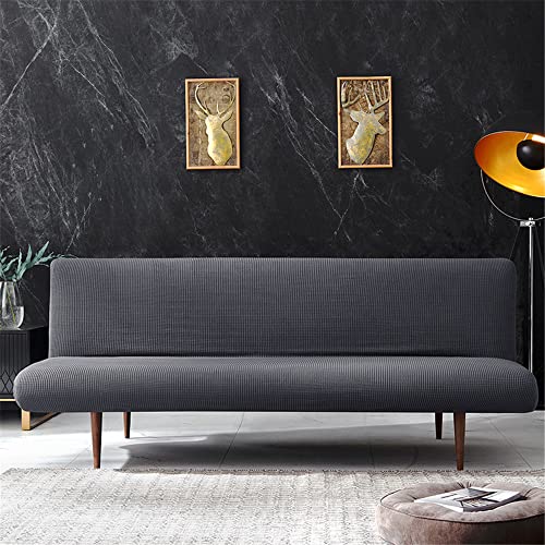 Sofabezug ohne Armlehnen, 3-Sitzer, Stretch-Schonbezüge, Faltbare Schlafsofa-Bezüge, universeller klick-Klack-Bezug, waschbar, abnehmbar, Anti-Rutsch-Bezug(Grigio,180-200cm) von ABZDUNG