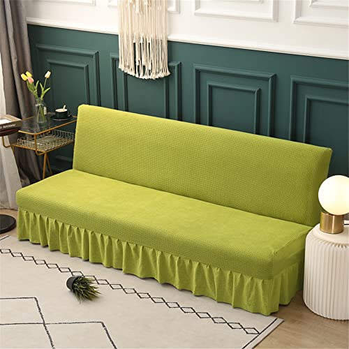 Sofabezug ohne Armlehnen mit Rock, 2/3-Sitzer, Stretch-Schonbezüge, Faltbare Schlafsofa-Bezüge, klick-Klack, waschbar, abnehmbar, Anti-Rutsch-Bezug(Verde,190-225cm) von ABZDUNG