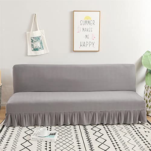 ABZDUNG Sofabezug ohne Armlehnen mit Rock 2/3-Sitzer Stretch-Schonbezüge Klappbare Schlafsofa-Bezüge Click Clack Universal-Anti-Rutsch-Bezug(Grigio Scuro,120-140cm) von ABZDUNG