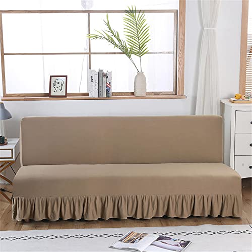 ABZDUNG Sofabezug ohne Armlehnen mit Rock 2/3-Sitzer Stretch-Schonbezüge Klappbare Schlafsofa-Bezüge Click Clack Universal-Anti-Rutsch-Bezug(Marrone,180-200cm) von ABZDUNG