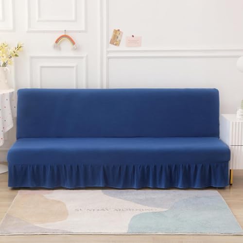 ABZDUNG Sofabezug ohne Armlehnen mit Rüschenrock, dehnbar, 2-/3-/1-Sitzer, Faltbarer Sofabezug, Kratzfest, Katzen-Sofabezug, Click-Clack-Sofabezug(Blue A,120-150cm) von ABZDUNG