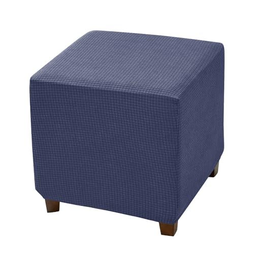 ABZDUNG Stretch-Bezug for quadratische Poufs, Jacquard-Bezug for Fußhocker, Abnehmbarer und waschbarer Pouf-Bezug(Blu Tibetano) von ABZDUNG