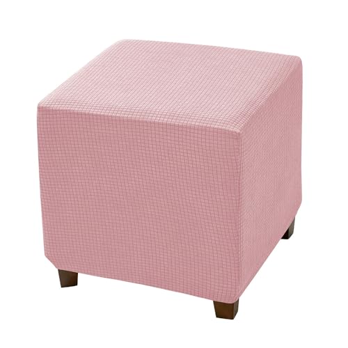 ABZDUNG Stretch-Bezug for quadratische Poufs, Jacquard-Bezug for Fußhocker, Abnehmbarer und waschbarer Pouf-Bezug(Rosa) von ABZDUNG