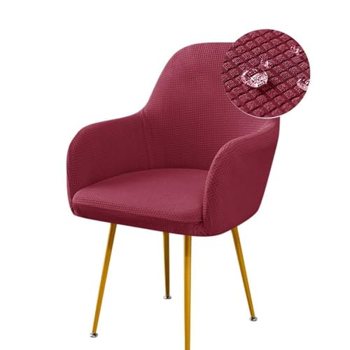 Stretch-Esszimmerstuhlbezüge, wasserdicht, Jacquard, Stuhlhussen mit gebogener Rückenlehne und Armlehne, Abnehmbarer und waschbarer Bezug for Schminktisch, Party, Hotel(Burgundy,1 PCS) von ABZDUNG