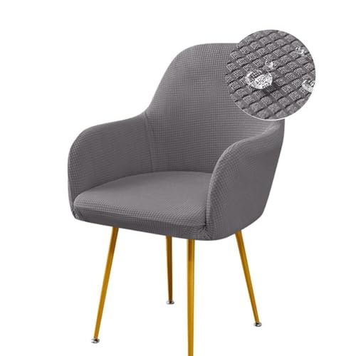 Stretch-Esszimmerstuhlbezüge, wasserdicht, Jacquard, Stuhlhussen mit gebogener Rückenlehne und Armlehne, Abnehmbarer und waschbarer Bezug for Schminktisch, Party, Hotel(Dark Gray,4 PCS) von ABZDUNG