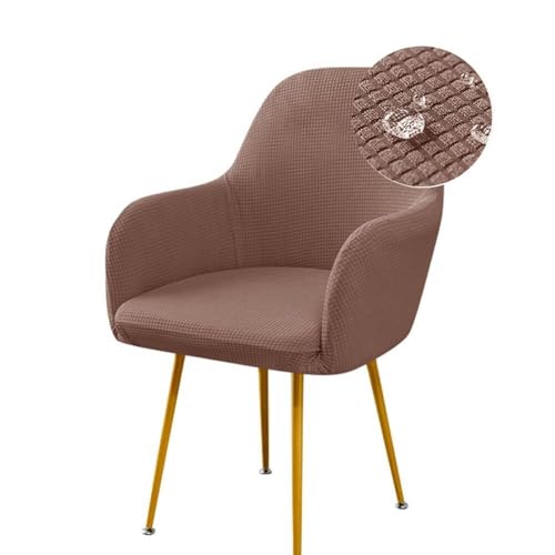 Stretch-Esszimmerstuhlbezüge, wasserdicht, Jacquard, Stuhlhussen mit gebogener Rückenlehne und Armlehne, Abnehmbarer und waschbarer Bezug for Schminktisch, Party, Hotel(Light Brown,6 PCS) von ABZDUNG