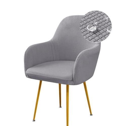 Stretch-Esszimmerstuhlbezüge, wasserdicht, Jacquard, Stuhlhussen mit gebogener Rückenlehne und Armlehne, Abnehmbarer und waschbarer Bezug for Schminktisch, Party, Hotel(Light Gray,1 PCS) von ABZDUNG