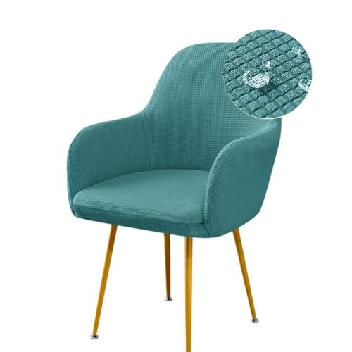 Stretch-Esszimmerstuhlbezüge, wasserdicht, Jacquard, Stuhlhussen mit gebogener Rückenlehne und Armlehne, Abnehmbarer und waschbarer Bezug for Schminktisch, Party, Hotel(Turquoise,2 PCS) von ABZDUNG