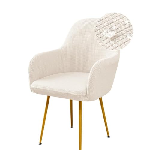 Stretch-Esszimmerstuhlbezüge, wasserdicht, Jacquard, Stuhlhussen mit gebogener Rückenlehne und Armlehne, Abnehmbarer und waschbarer Bezug for Schminktisch, Party, Hotel(White,6 PCS) von ABZDUNG