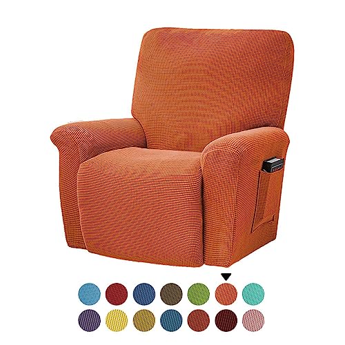ABZDUNG Stretch-Liegestuhlbezug, 1-Sitzer, einfarbiger Jacquard-Sitzbezug for elektrische Liegestühle mit Taschen, universelle Liegestuhlbezüge(Arancia) von ABZDUNG