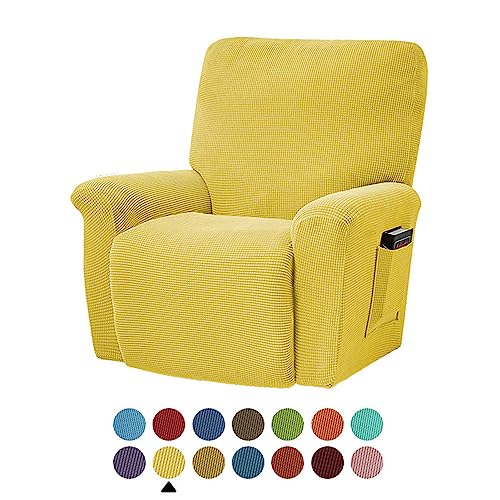 ABZDUNG Stretch-Liegestuhlbezug, 1-Sitzer, einfarbiger Jacquard-Sitzbezug for elektrische Liegestühle mit Taschen, universelle Liegestuhlbezüge(Giallo) von ABZDUNG
