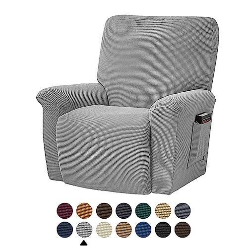 ABZDUNG Stretch-Liegestuhlbezug, 1-Sitzer, einfarbiger Jacquard-Sitzbezug for elektrische Liegestühle mit Taschen, universelle Liegestuhlbezüge(Grigio) von ABZDUNG