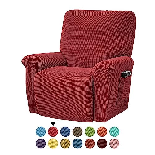 ABZDUNG Stretch-Liegestuhlbezug, 1-Sitzer, einfarbiger Jacquard-Sitzbezug for elektrische Liegestühle mit Taschen, universelle Liegestuhlbezüge(Rosso) von ABZDUNG
