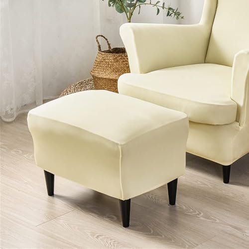 ABZDUNG Stretch-Ottomanenbezug, rechteckig, Spandex, eleganter Druck, Ottomanenbezug, Fußhockerbezug for das Wohnzimmer, weiche, waschbare Hockerbezüge(Bianco Crema) von ABZDUNG